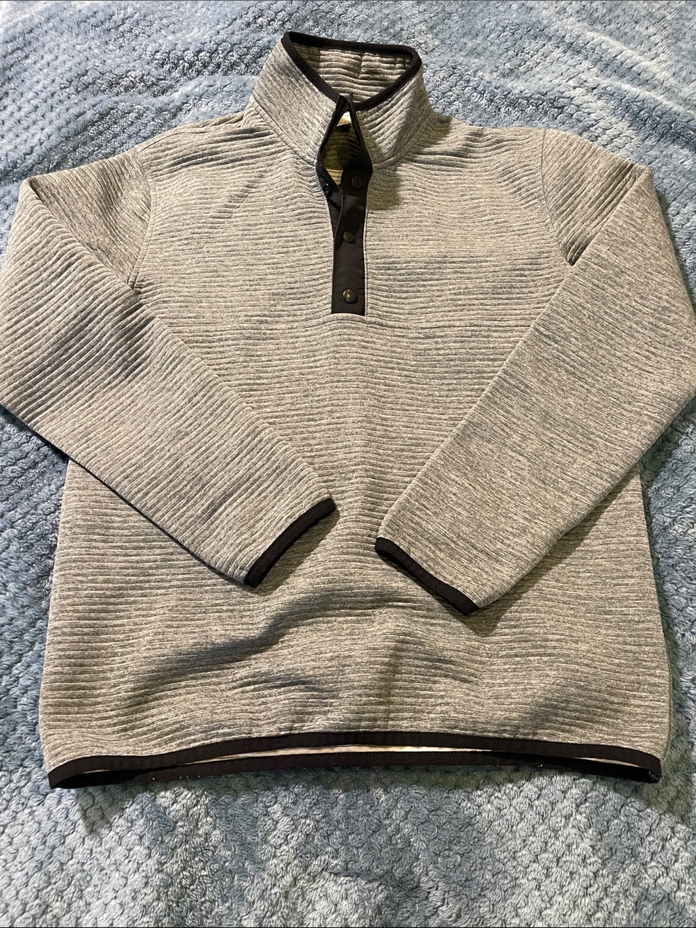Crewcuts Gray Quarter-Snap Zip-Up Sweater with Black Trim